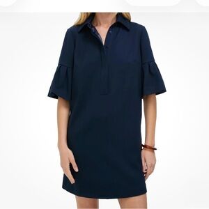 Tuckernuck Navy Blue Dress with Ruffle Sleeves